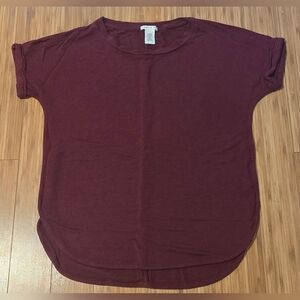 Matty M Women's Short Sleeve Burgundy Top